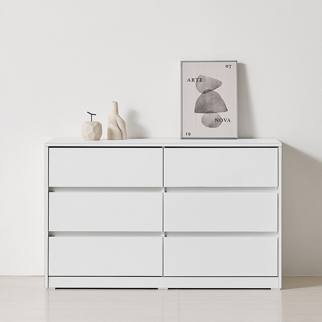 스칸디무드 플렌토 속 깊은 3단 와이드 서랍장 1200, 화이트