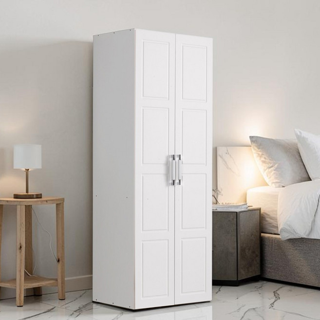 빅로드가구 키높이 2000mm 가로 810mm 깊이 580mm 라이너-긴문형 3자 장롱 옷장 이불장 양복장, 화이트
