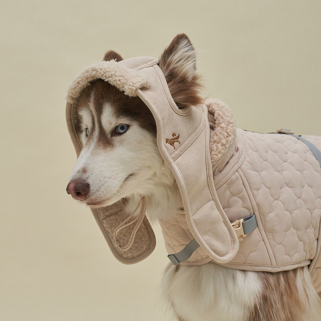 도그아이 강아지 무스탕 모자, 베이지, 1개