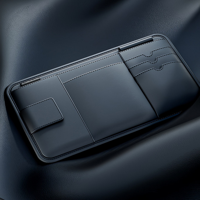 브리본 멀티수납 선바이저 카드포켓, 블랙, 1개