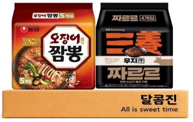 [달콤진] 오징어짬뽕 5P + 삼양 우지 짜르르라면 4P, 1세트