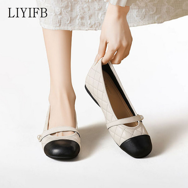 LIYIFB 여성 메리제인 펌프스 속굽 플랫슈즈 3cm 빅사이즈 단화 구두 260-225