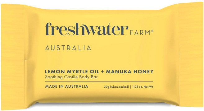 호주 프레쉬워터팜 레몬머틀 오일 마누카 허니 수딩 바디바 미니 트래블 솝 여행용 비누, 30g, 2개입