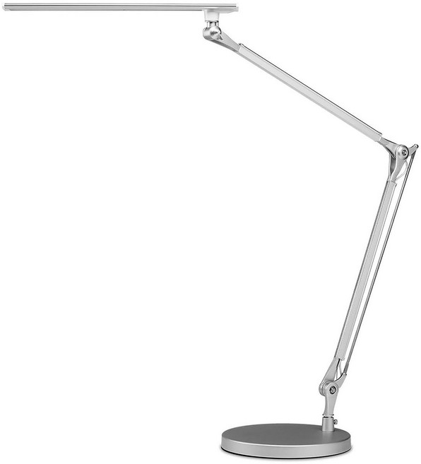 UPLIFTDESK E7 LED 클램프 데스크 램프 조절식 3색 모드 딤머블 블랙 아키텍트 조명 스탠딩 홈오피스 듀얼모니터, 단일 실버 램프 실버 베이스 1개