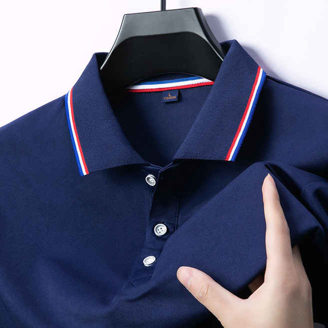 男款短袖POLO衫 2025夏季新款寬鬆簡約純色翻領上衣