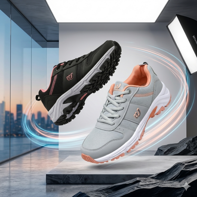 당일발송 최고의 Best 슈즈 발 볼이편한 통기성 좋은 메쉬 갑피에 접지력 좋은 아웃솔 사용 착화감 높인 블랙과 오렌지색 포인트 여성 조깅화 헬스 딱맞아 편한신발 감사합니다