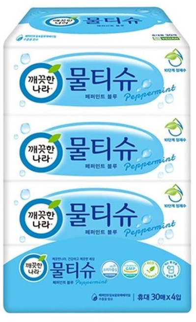 깨끗한나라 물티슈 리필형 30매X4입 bnc*38499VW, 1개입, 1개