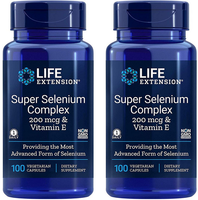 LIFE EXTENSION 超級硒複合物&維他命E素食膠囊, 100顆, 2罐