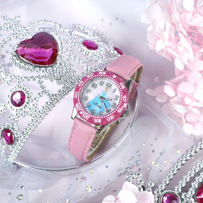 디즈니 공주 신데렐라 핑크 어린이 초등학생시계