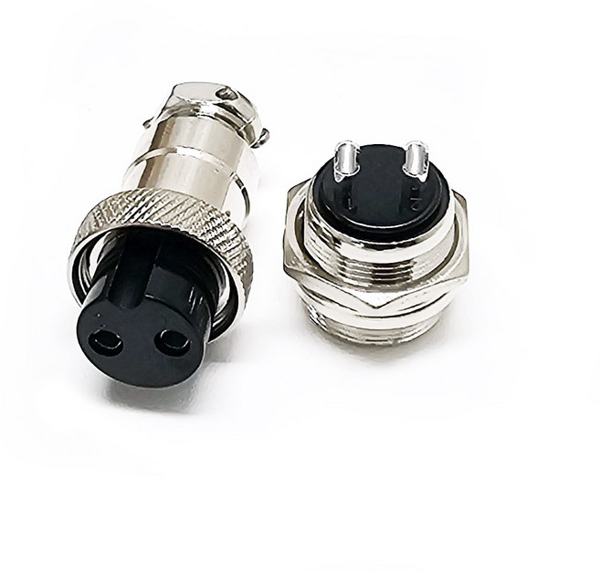 써큘러 커넥터 항공단자 항공잭 암수세트 암수개별 연결링 마름모 원형 캡커버 12mm 16mm 20mm 25mm 2P~9P, 일반 암수세트, 2p, 1개