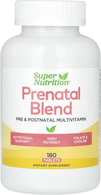 Super Nutrition 임산부용 블렌드 엽산 및 콜린 함유 종합비타민 180정, SuperNutrition임산부용블렌드엽산및콜린함유종합, 1개 - 쿠팡