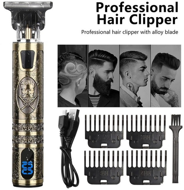 lcd hair clippers 전문 헤어 커팅 머신 beard trimmer for men 이발소 전기 면도기 빈티지 t9 헤어 커터, 99