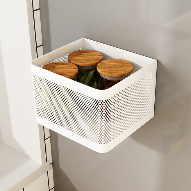 Allilio 냉장고 자석 선반 강력 강한 하중 주방 양념병 수납 선반 수납 간편 냉장고 사이드랙, 화이트