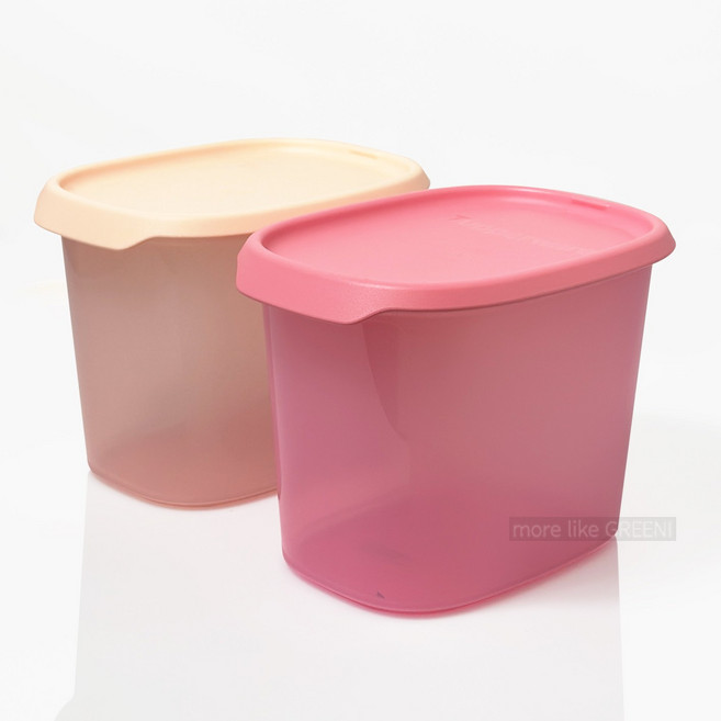 타파웨어 원터치프레시1.1L 2인조 연분홍+살구, 용기2P+뚜껑2P, 1세트