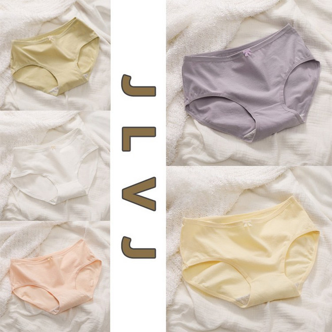 JLVJ 여성 데일리 심리스 팬티 순면 속옷 파스텔 여자 팬티 5p