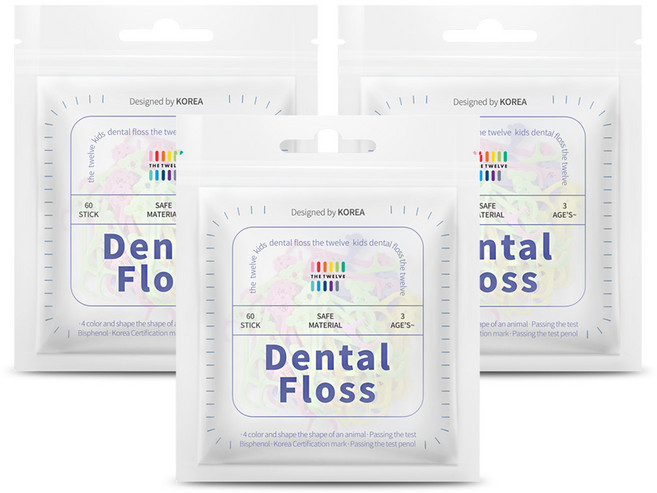 더트웰브 유아치실 어린이치실, 1세트, 60개입, 7cm, 60p x 3세트(지퍼백)