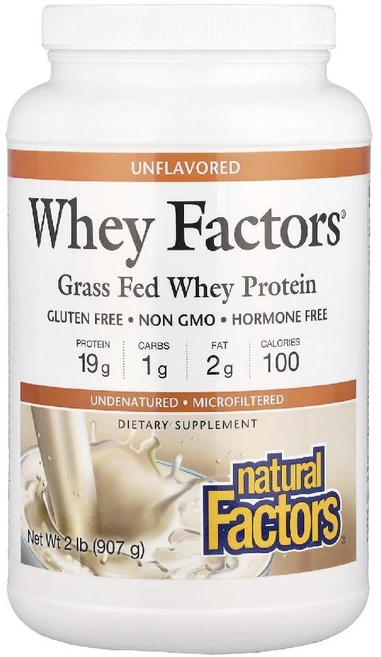 내추럴팩터스 Whey Factors 목초 사육 유청 단백질 무맛 907g, 1개 - 쿠팡