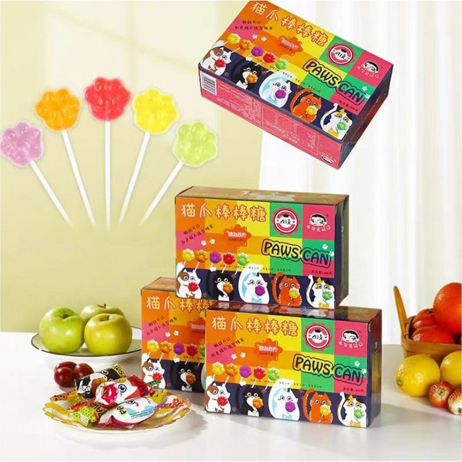 OKYAIOS 크리스마스 고양이발톱 모양 막대사탕 롤리팝, 4개, 200g