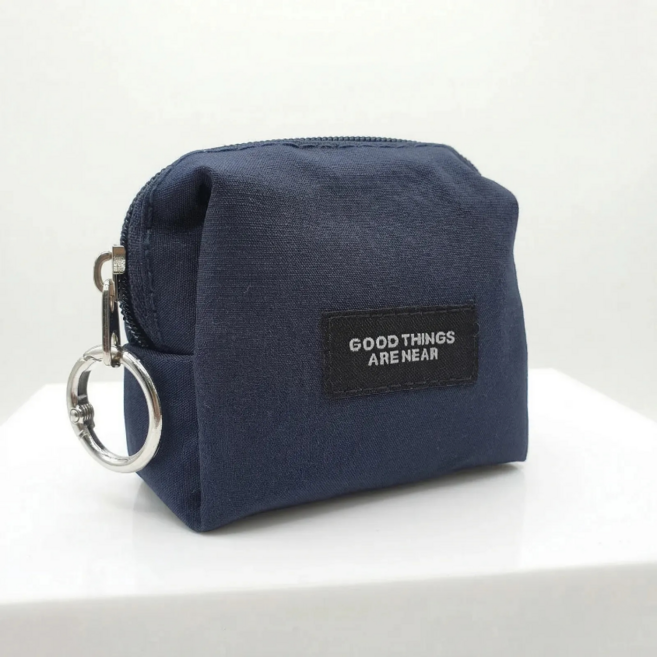 플롯마켓 이어폰 미니 키링 파우치 에어팟 케이스 동전지갑, 1개, 다크 네이비, Po-01