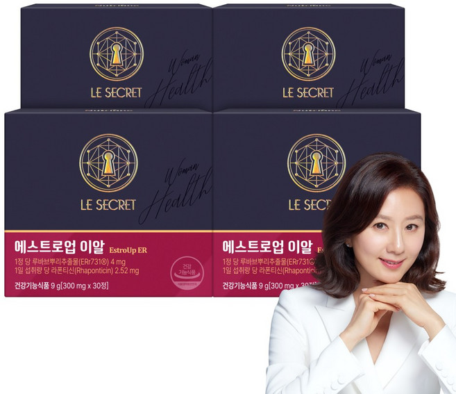 [무료배송/오늘출발] 르시크릿 에스트로업 이알 루바브 여성갱년기 집중 케어, 4박스, 30정