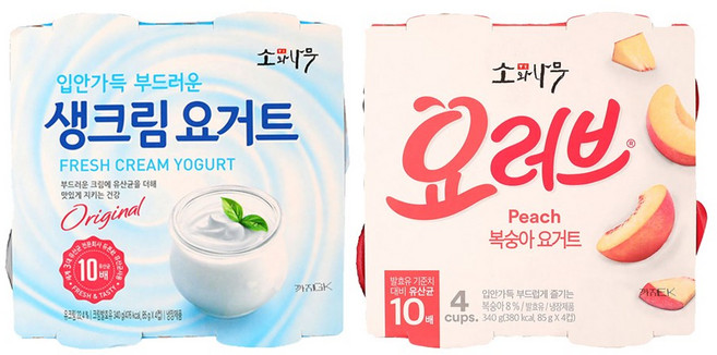 동원 소와나무 생크림 요거트4개+요러브 딸기4개, 8개, 85g