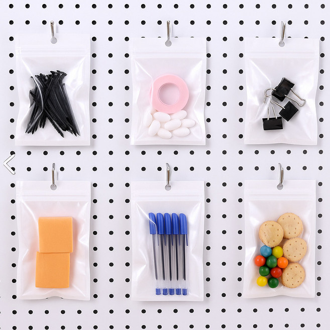 레더스 지퍼백 포장봉투 제품포장 소분 헤다 펀칭고리, 100매, 화이트