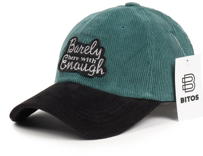 비토스 국내제작 골덴 here with 패치 투톤챙 볼캡 야구모자 커플 데일리모자