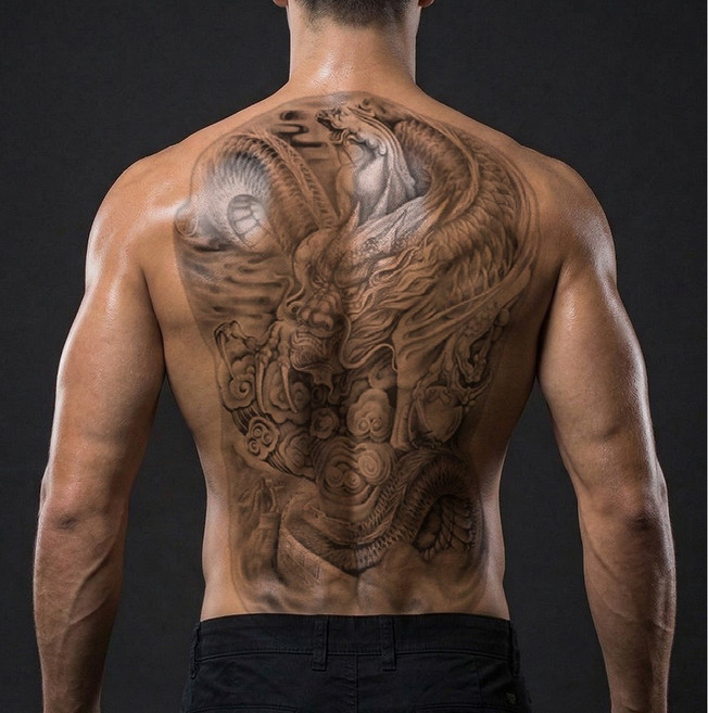 코어브릿지 남성 등판 이레즈미 블랙 타투 스티커 셀프 헤나 인스턴트 문신, 1개, MB-05