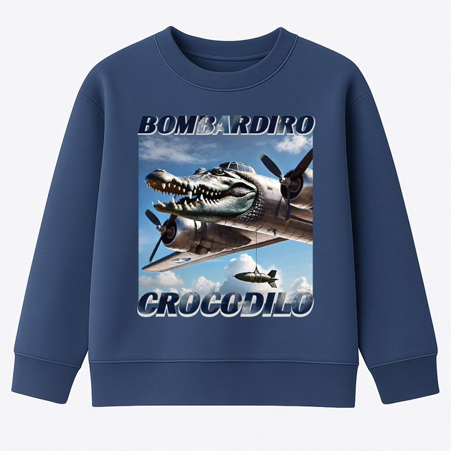 꼬므떼 아동 주니어 이탈리안 브레인롯 봄바르딜로 크로코딜로 맨투맨 티셔츠 국내생산 형제룩 등원룩