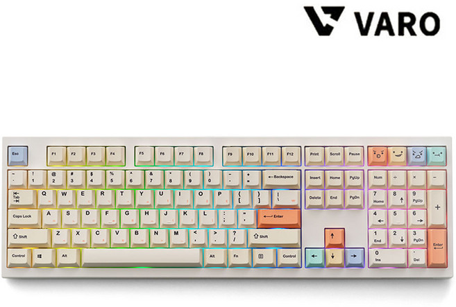 VARO V108 PASTEL 3모드 유무선 기계식 키보드 파스텔, 독자규격 스위치, V108 저소음 민트 스위치