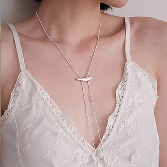여성 슬림 미니 바 펜던트 롱 드롭 체인 목걸이 A2599