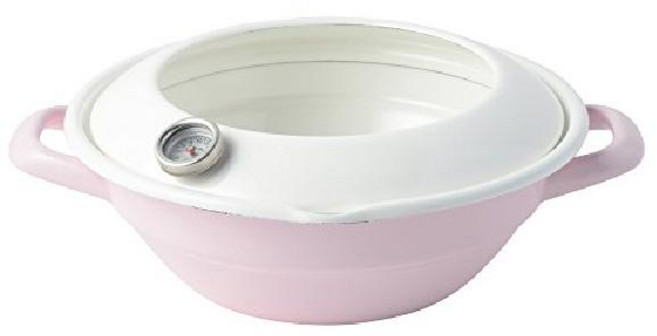 Fugi Horo 후지호로 법랑 핑크 레드 튀김기 (24cm / 온도계포함), 1개