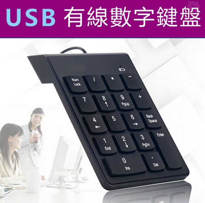 迷你有線USB數字鍵盤 辦公室會計專用 電繪輔助 有線連接 隨插即用 提升效率, 黑色, UK08, 黑軸