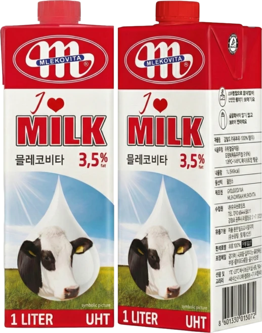 믈레코비타 3.5% 멸균우유, 12개, 1L - 쿠팡
