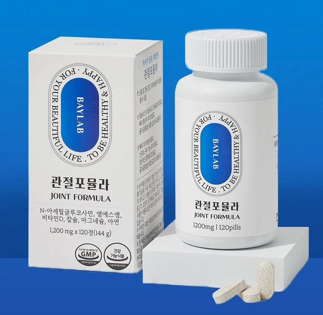 베이랩 관절포뮬라 연골 영양제 MSM 2000 글루코사민 칼슘 마그네슘 비타민D 칼마디, 1박스, 120정 - 쿠팡
