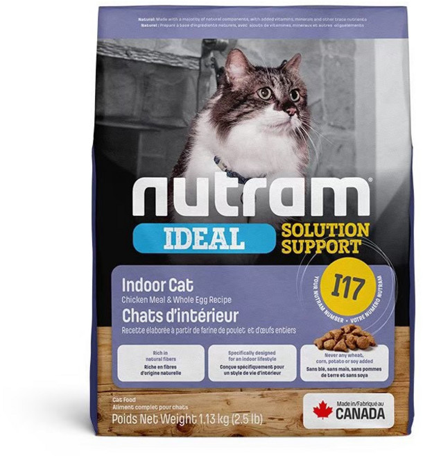 nutram 無穀全能貓飼料, 1個, 紐頓 I17成貓室內化毛 雞肉燕麥,2kg