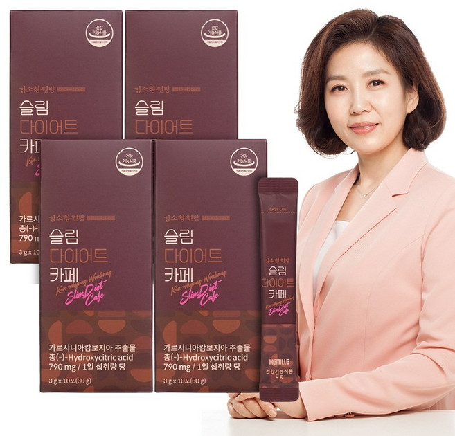 김소형원방 슬림 다이어트카페 가르시니아 체지방감소 디카페인커피 헤밀레스위트 올리브잎, 4세트