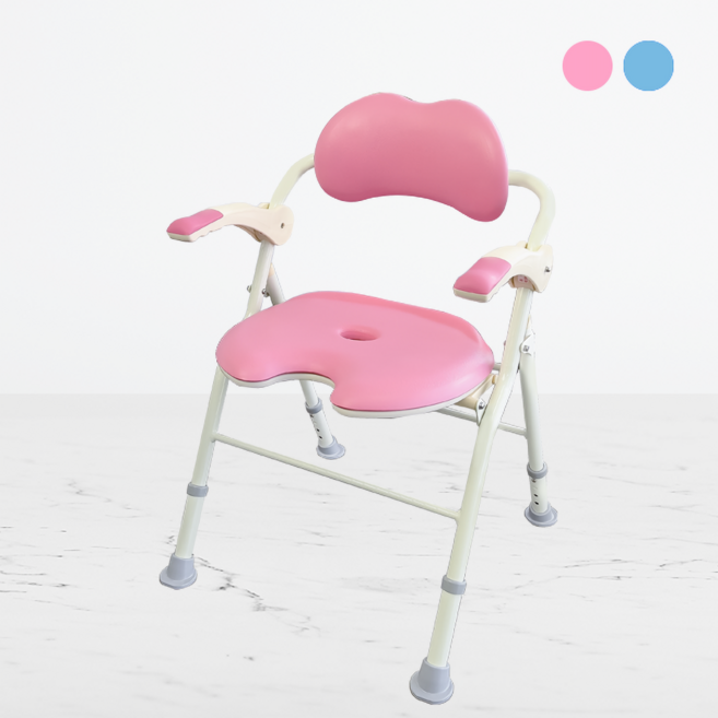 장기요양기관 지정업체 허준의료기 복지용구 장기요양인정서로 구입시 최소 85% 지원 접이식 목욕보조 의자 미끄럼방지 높낮이 조절가능 의자 BOFEEL9, 감경6%, 파스텔핑크