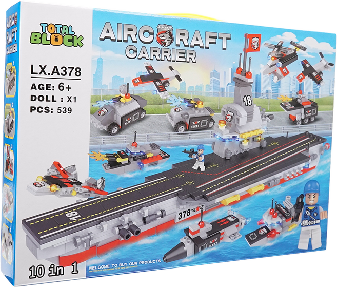 토탈블럭 블록시티 EQ IQ 발달 어린이 장난감 선물 LEGO 레고 호환 블럭 항공모함 전투대대 539 피스, 1개