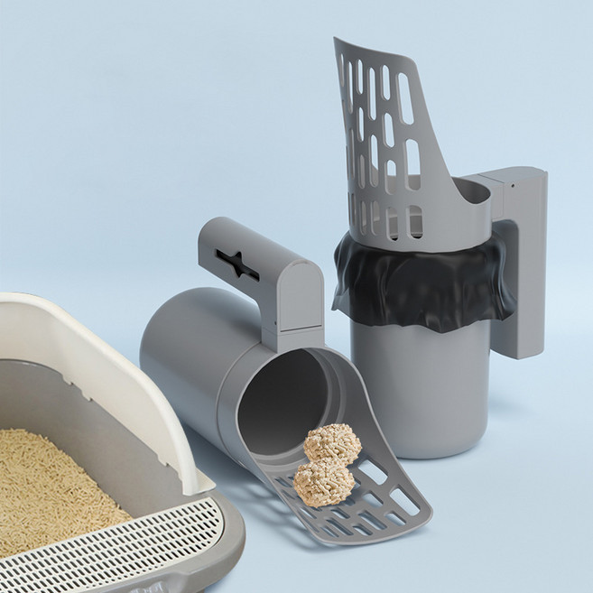 캣도그 고양이 모래삽 배변처리세트 1롤 봉투포함, 1개, 그레이