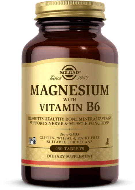 솔가 비타민 B6 함유 마그네슘 400mg 식물성 250정 피리독신 HCl 산화마그네슘, 1개 - 쿠팡