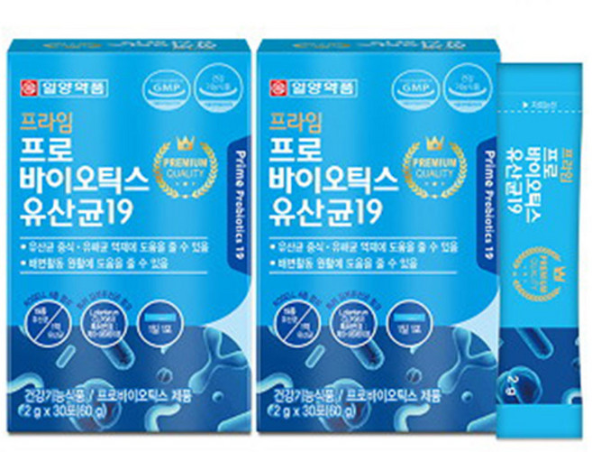일양약품 19종 유산균 프로바이오틱스 장건강 김치 생유산균 영양제 60포 2달분, 1개, 60g