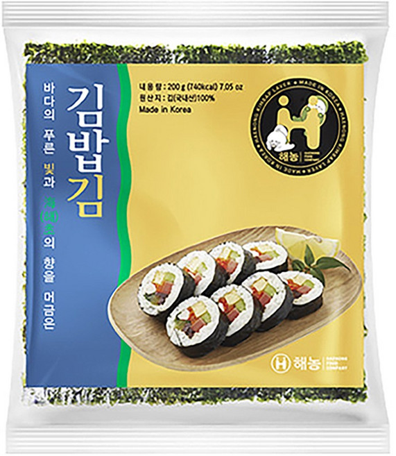 해농 김밥김 골드 230g(100매) 5봉 행사, 230g, 5개
