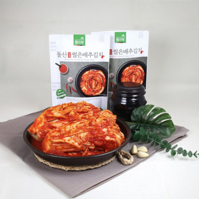[팜스락] 썰은배추김치 500g 당일택배 전라도 여수 돌산 삼채 라면 맛집 맛김치, 1, 1개