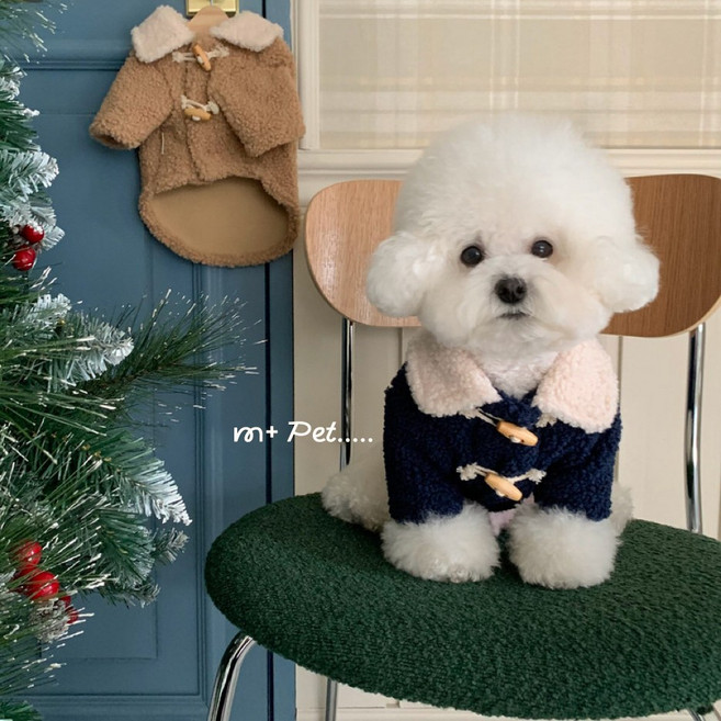 강아지 가을 겨울 두꺼운 핫팩 플리스 코트 고양이 인형 테디 보메베어 스몰 강아지 옷, 푸른 색