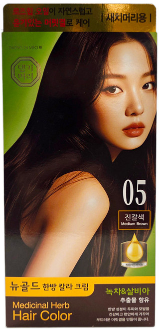 댕기머리 뉴골드 새치머리용 한방 칼라 크림 염색제, 5호 진갈색, 4개