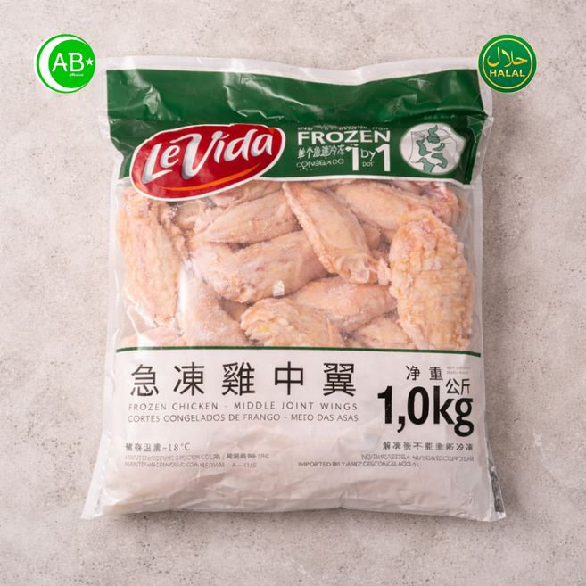 Halal Frozen Chicken Middle Wings Brazil 할랄 냉동 닭 미들윙 브라질산, 1개, 1kg