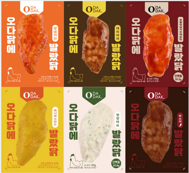 오다닭에 발랐닭 소스 닭가슴살 6종 골라담기 냉동 스팀, 50개, 130g
