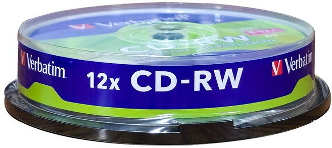 버바팀 CD-RW 10P CAKE 700MB 12배속 10장 공디스크, [케익통/10매], 1개