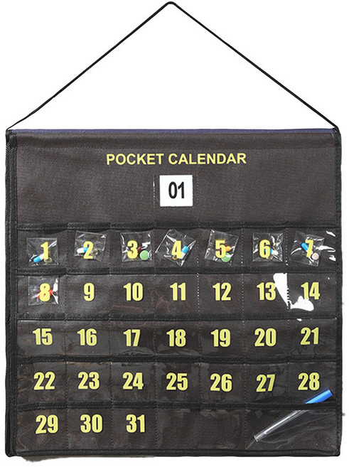 NY STYLE 걸이형 PVC 포켓 월간 달력 용돈 관리 수납 파우치, 1개
